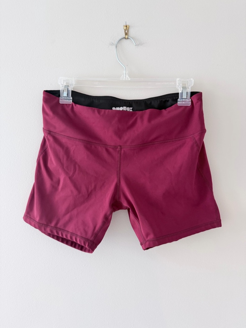 Maroon High-Rise Performance Shorts with Wide Waistband
